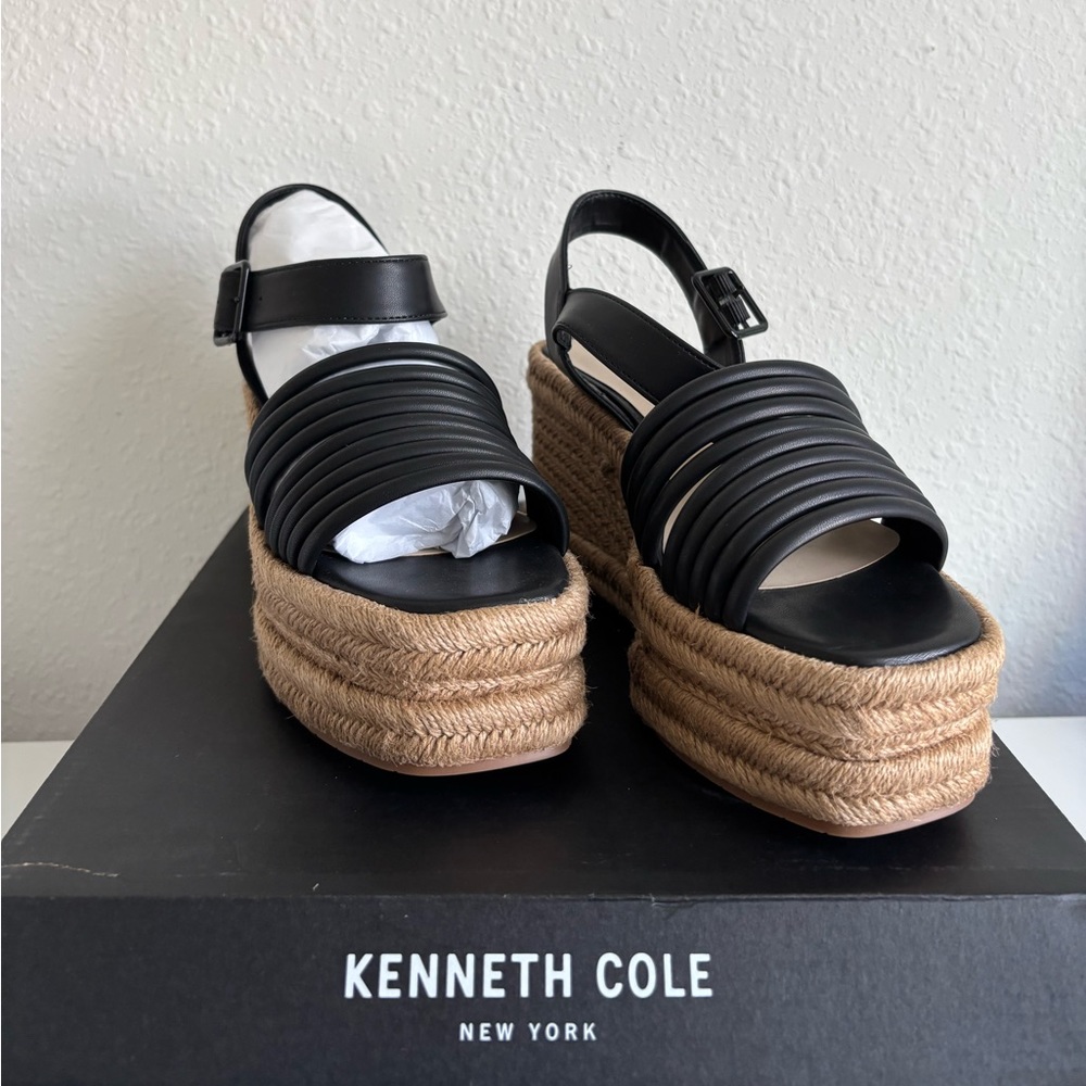 Kenneth Cole Women's Shelby Ankle Strap Espadrille Platform Sandals NWT